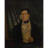 19th Century English School A naval officer, oil on board, 25cm x 20cm Condition: light marks to the