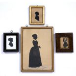 Four silhouette studies all unsigned, largest measures 26.5cm x 18cm, small example in brown