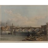 After Edmund Walker (c1820-c1890) Set of four coloured lithographs, 'London Bridge (from