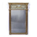 Giltwood pier glass George III, with reeded columns, carved acanthus leaf brackets, and verre