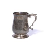 Silver tankard George III, with scroll capped handle, bearing marks for (possibly, slightly