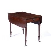 Mahogany drop leaf table 19th Century , standing on turned legs, 86cm x 71cm x 50cm Condition: