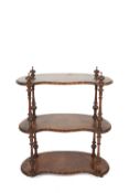 Walnut and inlaid etagere 19th Century, 75cm wide, 43cm deep, 84cm high Condition: some lifting
