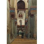 John Charles Rogers (1888-1939) Orientalist watercolour, interior of a mosque, signed, 52cm 35cm