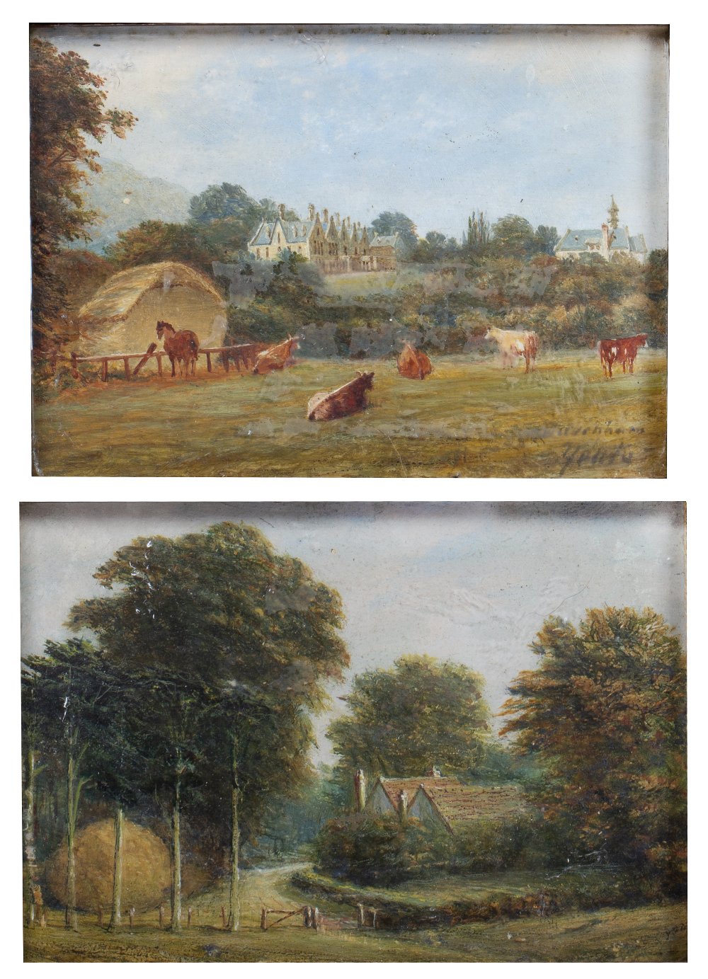 Yeats Pair of miniature studies to include 'Wood Farm, Malvern Wells', oil on board, and