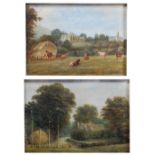 Yeats Pair of miniature studies to include 'Wood Farm, Malvern Wells', oil on board, and