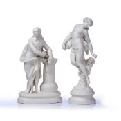 Robinson and Leadbeater two parian ware figure groups, one entitled 'Evening Dew' measures 34cm