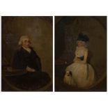 19th Century English School 'Dr and Mrs Redfearn of Thirsk' oils on panel, the gentleman's