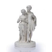 Royal Worcester 'Faust and Marguerite' parian ware figure group, with mark to base, 32cm high