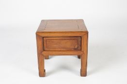 Elm square small table Chinese, with fitted drawer, 33cm across, 33cm high Condition: some ring
