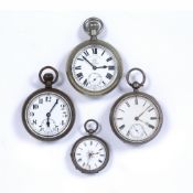 Collection of silver, silver plated and white metal pocket watches to include a silver plated Thomas
