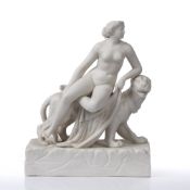 After John Bell (1811-1895) 'Ariadne and the Panther' parian ware figure group on rectangular