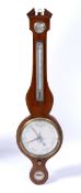 Mahogany wheel barometer 19th Century, by Rivolta of Chester, with silvered dials and broken arch
