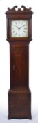 Country oak longcase clock with painted dial marked Miller, 30 hour movement, in a plain case with