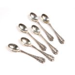 Georg Jensen Set of six small silver teaspoons, bearing marks for George Jensen Ltd, London import