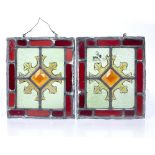 Pair of stained glass panels 19th/20th Century, both unsigned, 21cm x 18cm (2) Condition: at