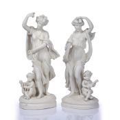 J. Will 'The Muses' parian ware figure group, marks to the reverse, 41cm high and one other