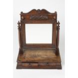 Mahogany dressing table mirror Scandinavian, 19th Century, with carved cornice and fitted drawers to