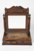 Mahogany dressing table mirror Scandinavian, 19th Century, with carved cornice and fitted drawers to