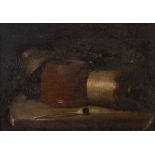 19th Century English Naive School still life, oil on board, 23cm x 32.8cm Condition: cracklure and