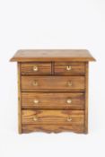 Small pitch pine chest 19th Century, with brass handles, 38cm wide, 20cm deep, 38cm high