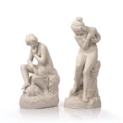 Keys and Mountford parian ware figure of a seated lady, impressed mark to the reverse, 26cm high and