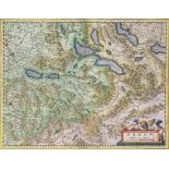 After Gerard Mercator (1512-1594) Coloured map of Lake Thun, Lake Zurich, Lake Lucerne, Argau,