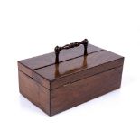 Early 19th Century desk or pen box rosewood, with turned handle and pair of Patent London glass