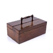 Early 19th Century desk or pen box rosewood, with turned handle and pair of Patent London glass