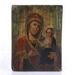 Icon Russian, 18th/19th Century painted with the Holy Mother and child, 24.5cm x 18.5cm Mark Gallery