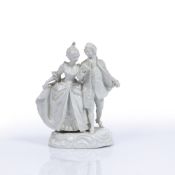 Hochst porcelain figure group of a lady and gentleman, blue underglaze mark to underside, 16cm