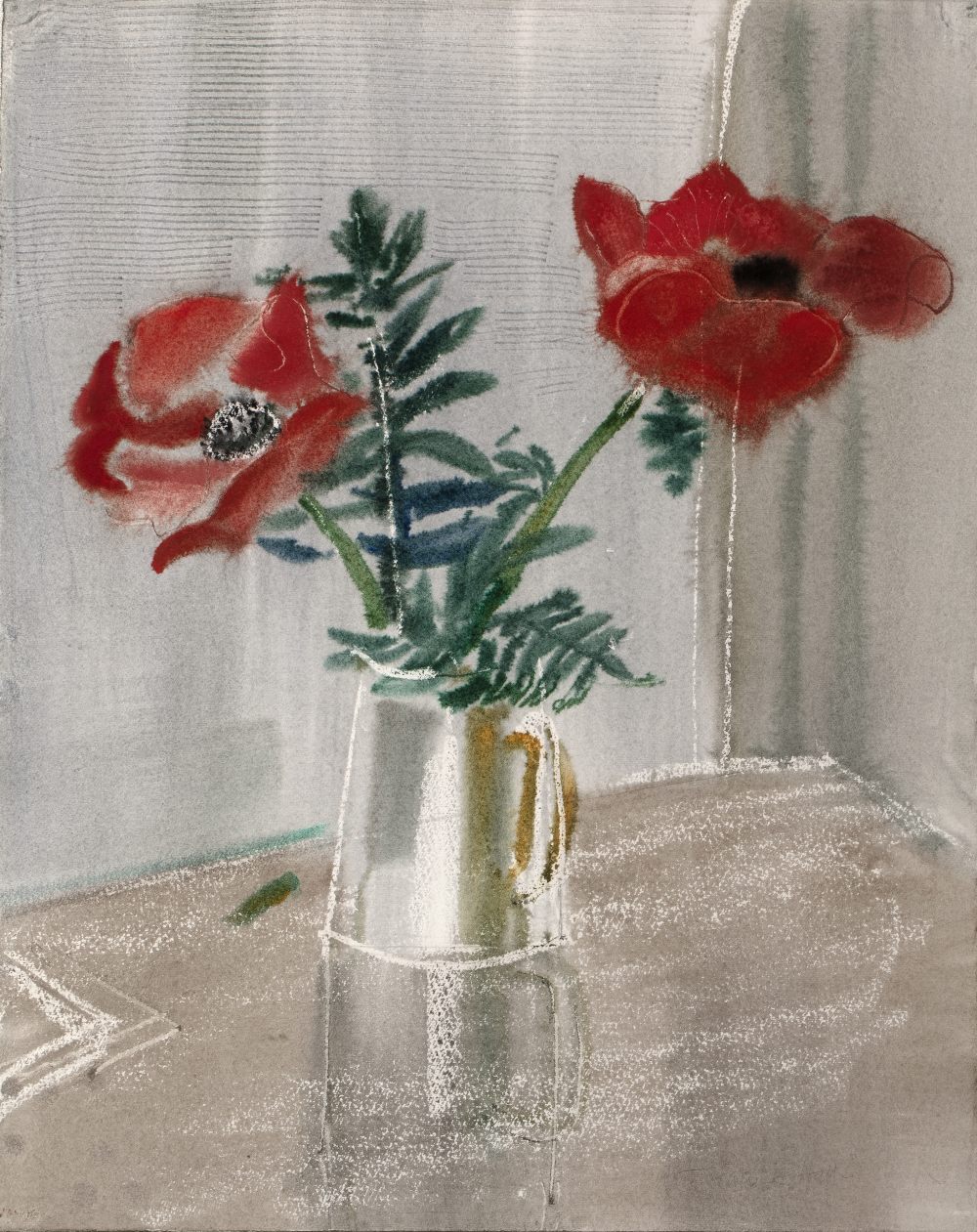 Patrick Hall (1906-1992) Poppy signed (lower right) watercolour 50 x 39cm. Good condition. Framed