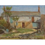 Ernest Peirce (20th Century Cornish School) Barn buildings signed (lower right) oil on board 30 x