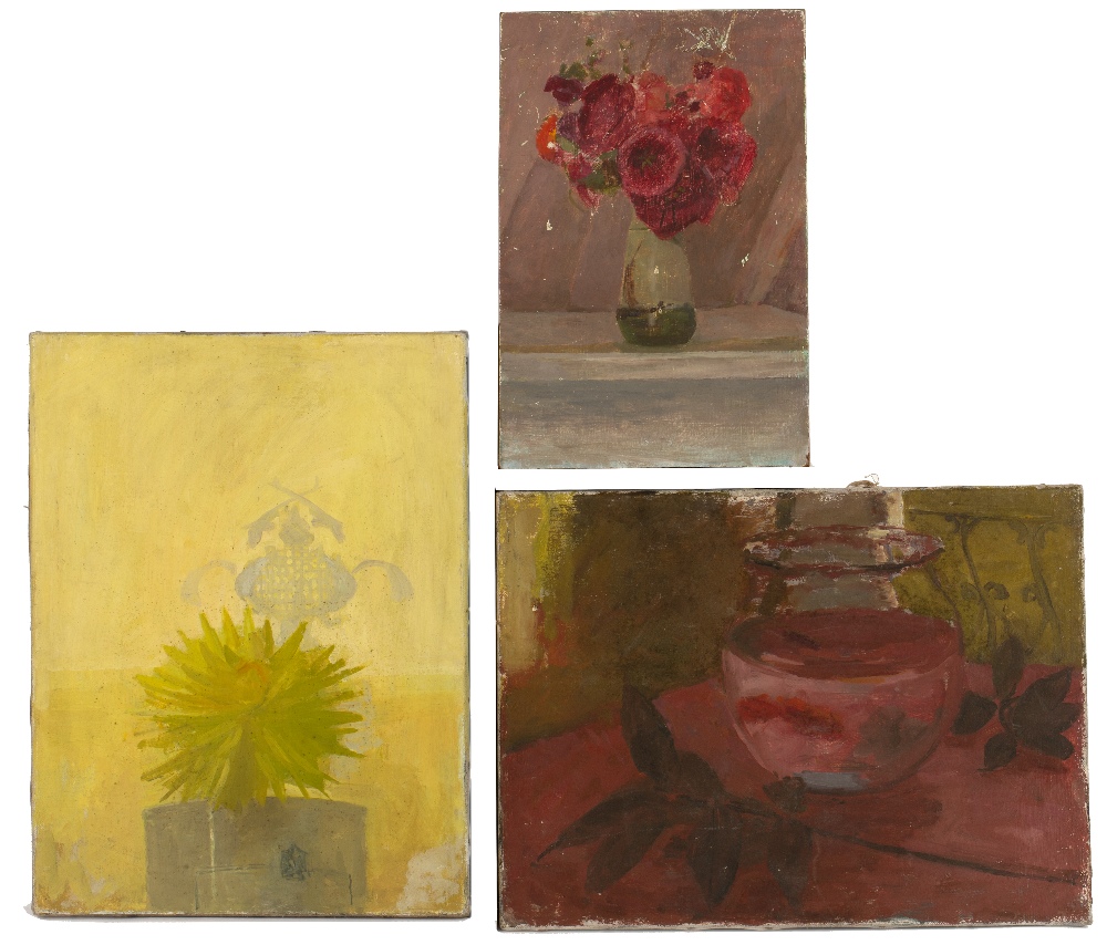 Fred Dubery (1926-2011) Three still life studies each with studio stamp (to reverse) oils largest 30