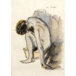 Manner of Kees Van Dongen (1877-1968) Kneeling figure bears signature (upper right) watercolour