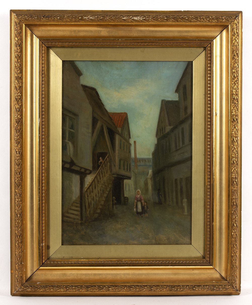 J Duncan (19th Century) Old Glasgow signed and titled (to reverse) oil on canvas 33 x 24cm. Painting - Image 2 of 3