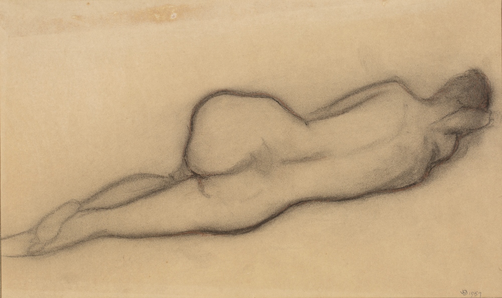 Modern British School Nude study monogrammed DW and dated 1957 inscribed 'David Wynne, Macalpine