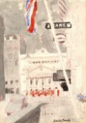 Adrian Daintrey (1902-1998) Bank, London, 1957 signed and dated (lower right) watercolour 35 x 24.