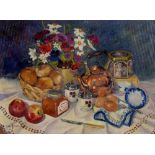 Owen Bowen (1873-1967) Still life signed (lower left) oil on board 34 x 46cm, unframed. Good