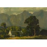 EDWARD ROWORTH (1880-1964) South African landscape with cottage, signed, oil on board, 27 x 39cm