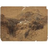 ATTRIBUTED TO EDWARD LEAR (1812-1885) An Italian hillside town, inscribed 'Gravena', pen, inks and