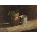 DON FARRELL (20TH CENTURY) Still life - Buckets & Burlap, signed, watercolour, 44 x 60cm