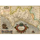 ABRAHAM ORTELIUS 'Valentiae Regni', engraving with decorative title cartouche and galleon in the