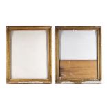 A PAIR OF 19TH CENTURY GILT FRAMES with moulded borders, rebate 56 x 71cm