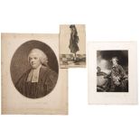 A folder of forty two prints of portraits including Dr Samuel Johnson, Lord Cavendish, John