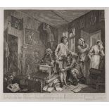 WILLIAM HOGARTH A Rake's Progress, etchings, plates I-VIII on chine applique, 35 x 40cm, unframed (