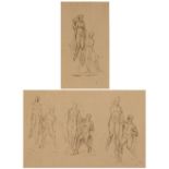 18TH CENTURY ITALIAN SCHOOL Figure study, pen and inks, 16.5 x 25.5cm; and another by the same hand,
