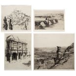 MARGARET M. RUDGE (1885-1972) 'The Bridge at Avignon', etching, pencil signed in the margin, 13 x