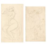 EDWARD FROST (1810-1877) A seated nude, pencil study, 15 x 8.5cm and another similar, 14 x 8cm (2)