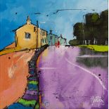 BRIAN PHILLIPS (b.1939) Purple Road, signed, acrylics, 39 x 39.5cm